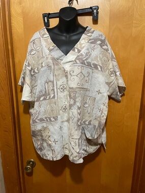 Scrub tops Hand Crafted Beige & Taupe Lightweight  M3